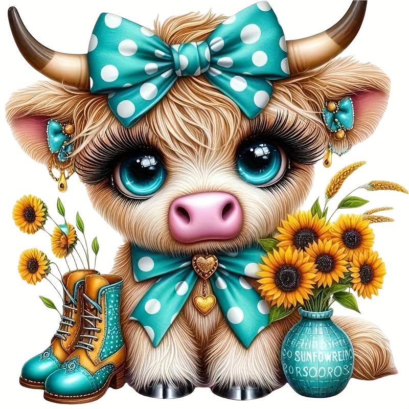 

1pc Cartoon Cow With Flowers Car Sticker Decal, Pvc Material, Adhesive For Cars, Motorcycles, Walls, Laptops, Fridge Glass - Cow Vinyl Cling