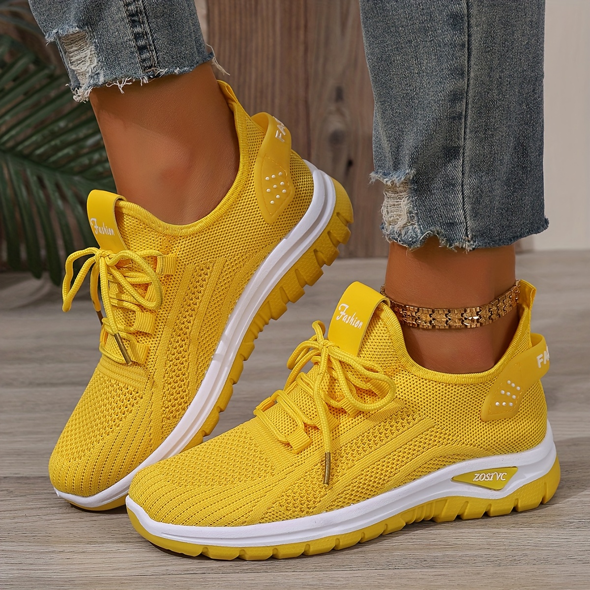 Women's White Breathable Mesh Running Shoes - Comfortable Low-Top Sneakers with Rubber Sole for Travel, Vacation & Casual Wear, Sleek Shoe Design | Cushioned Support