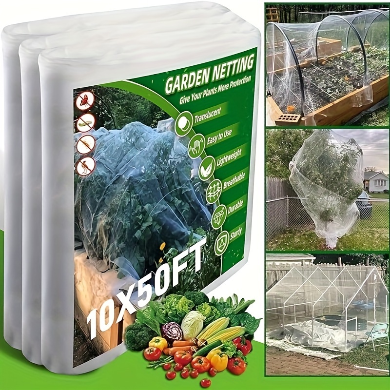 

1 Pc Garden Netting - 10x50ft Ultra Fine Mesh Netting Bird Netting For Vegetable, Plants, Fruits, Flowers And Crops Greenhouse Row Cover Raised Bed Barrier Screen Protection Plant Cover