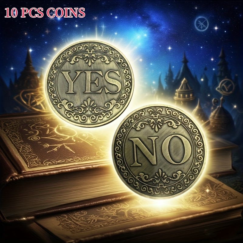 TEMU 10pcs -style Decision-making Coin With "yes" And "no" On Sides, A Collectible Commemorative Piece Perfect For Home Decor Or As A Unique Gift.