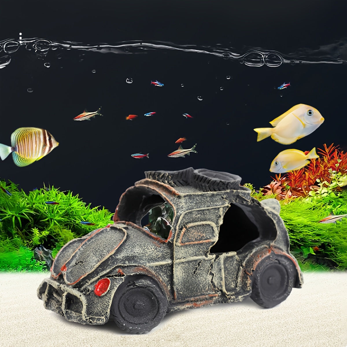 TEMU Car Aquarium Ornament Resin Craft Hideout Cave