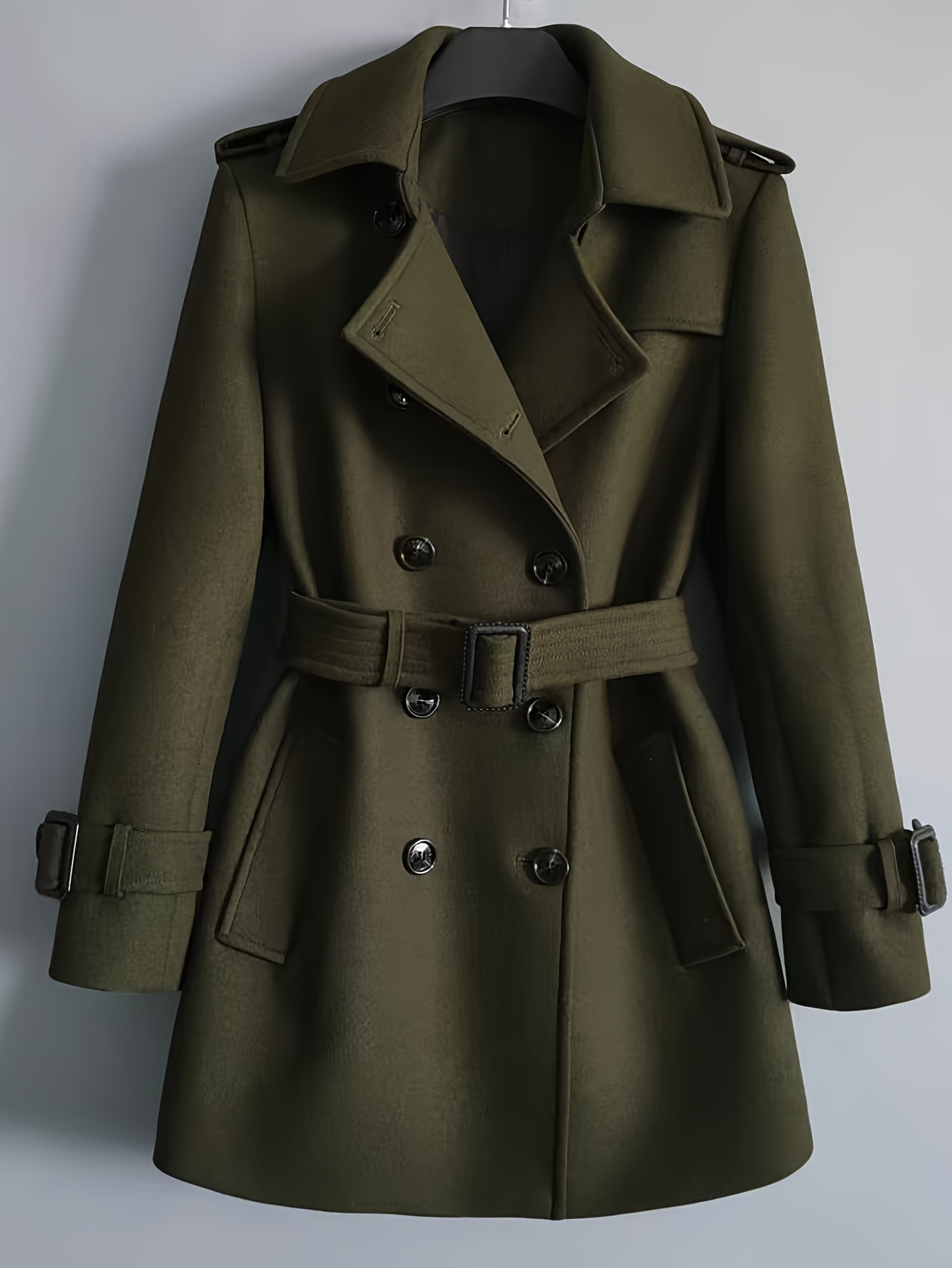 women's casual sporty loose fit trench coat olive green Temu
