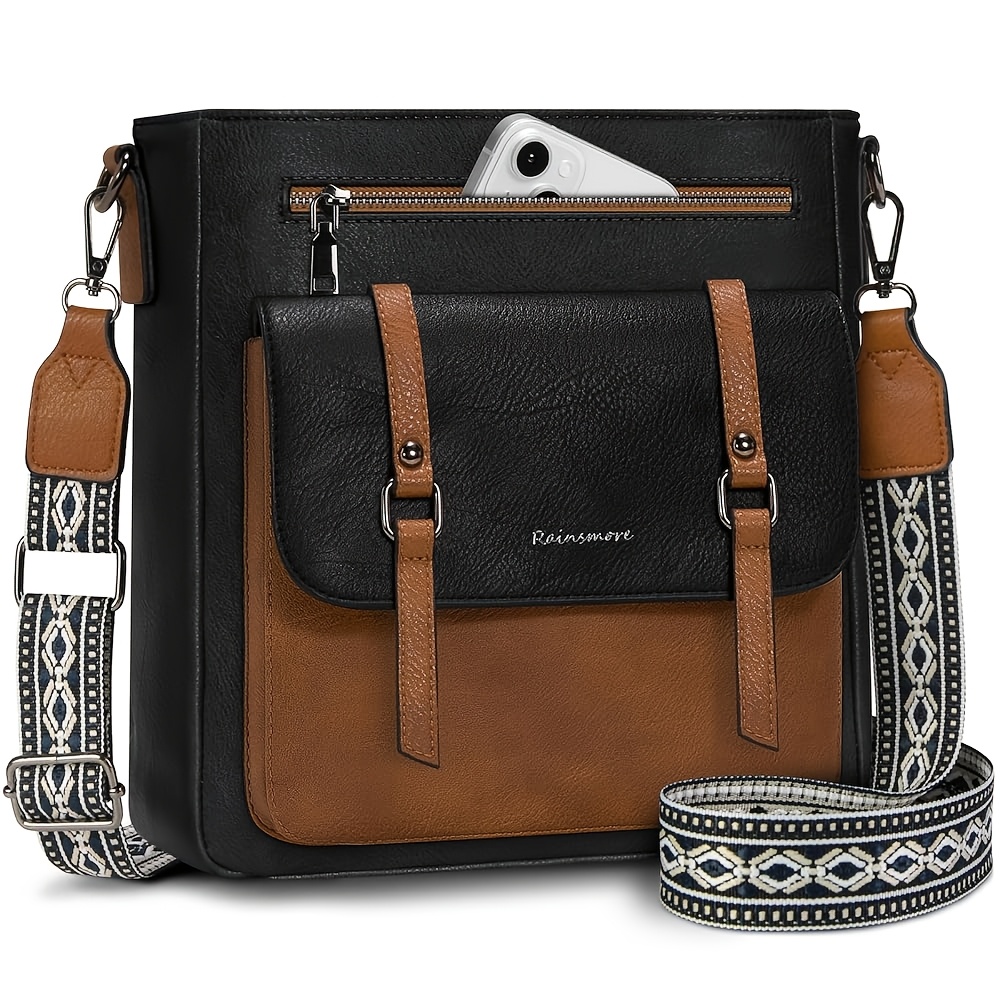 Rainsmore Women's Medium Handbag, A Faux Leather Crossbody Bag With Wide Shoulder Straps