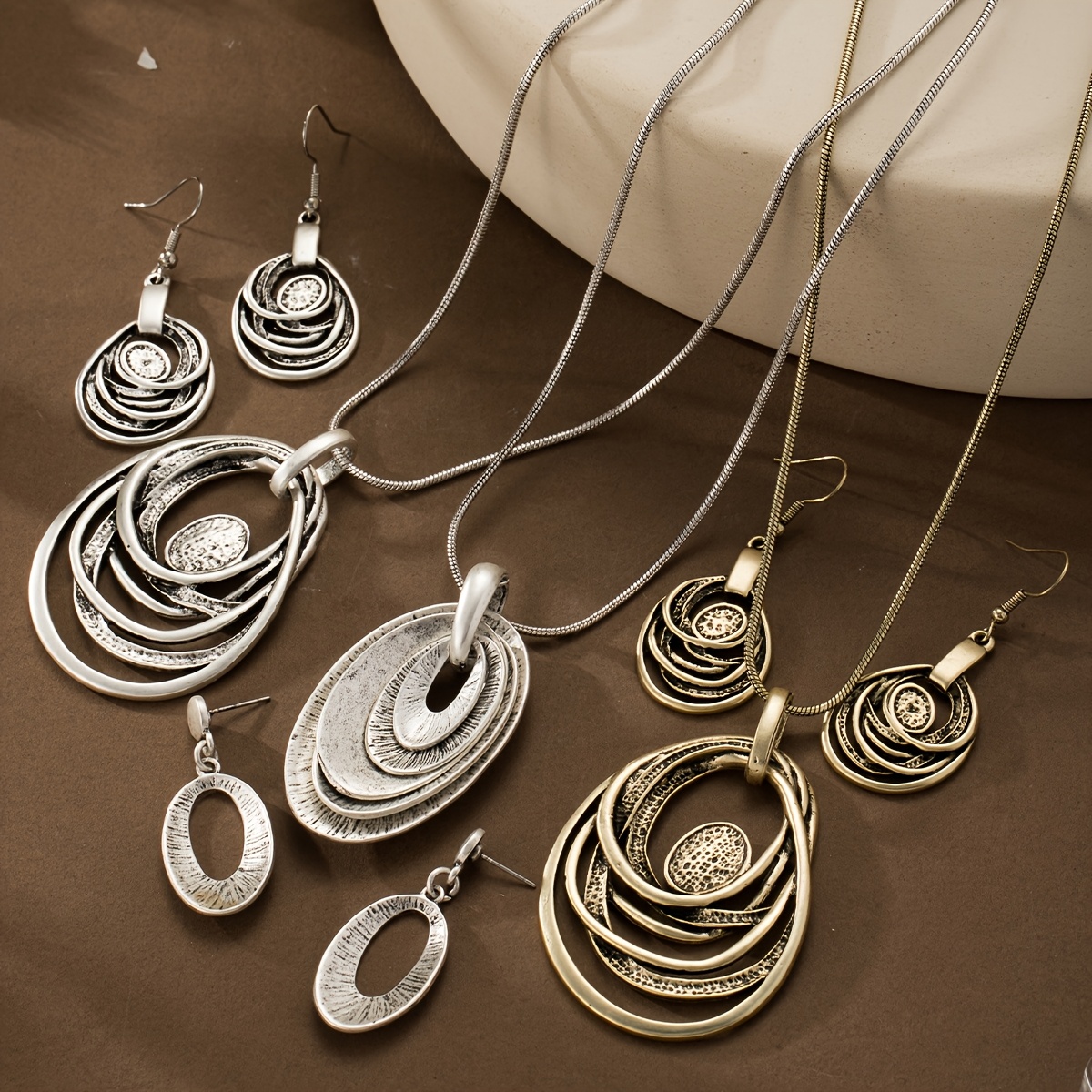 Vintage Bohemian Monkey Layer Earrings & Necklace Set