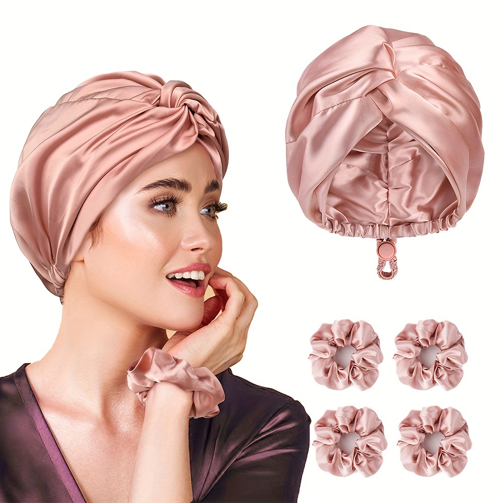 

Ellitina 5pcs -like Hair Care Set:sleeping Cap,satin Bonnet Soft Fabric&4pcs Hair Ties, Ties,for All Of Hairstyles, Accessories For Women And Girls