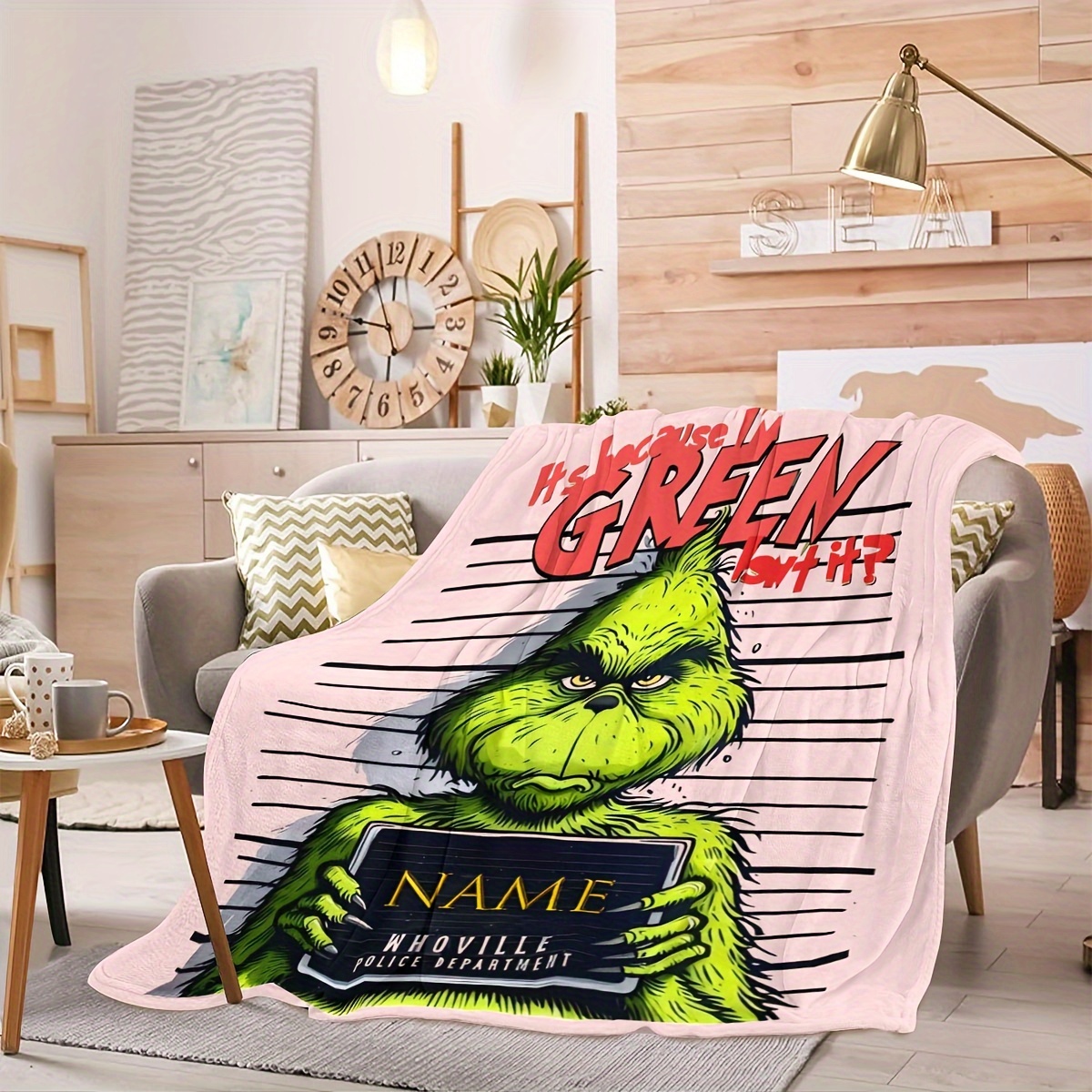 

1pc Customizable Christmas Decor Blanket, , & Use, Polyester, , No Needed