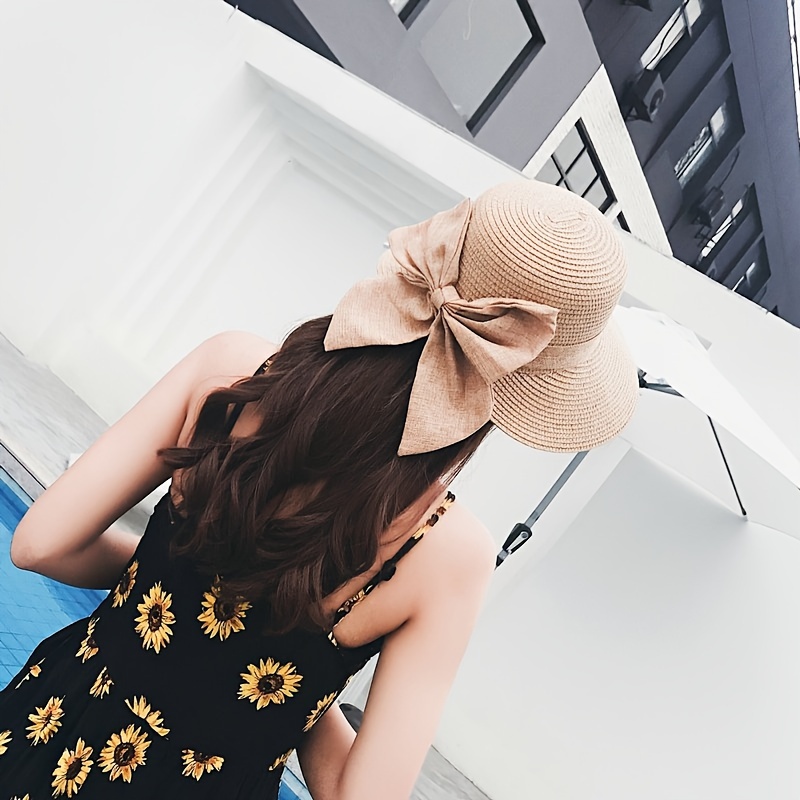 Dress Large Gardening Hat Women's Wide Brim Sun Hat With Large Bow