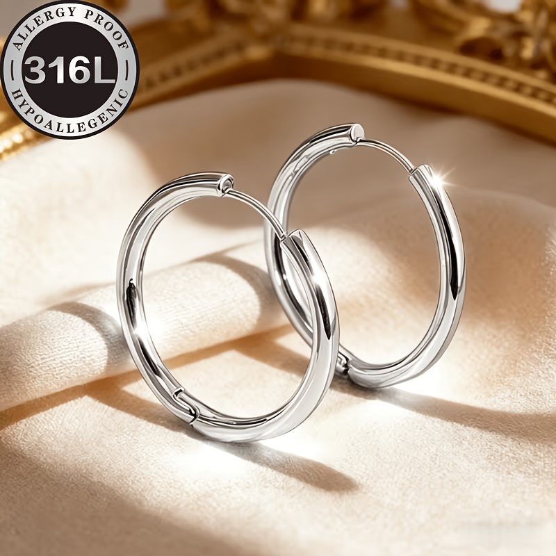 TEMU 2pcs Elegant Style Hypoallergenic Steel Earrings, Anti-tarnish, Comfortable And Versatile, And Elegant, Suitable For Daily Wear Or Parties,
