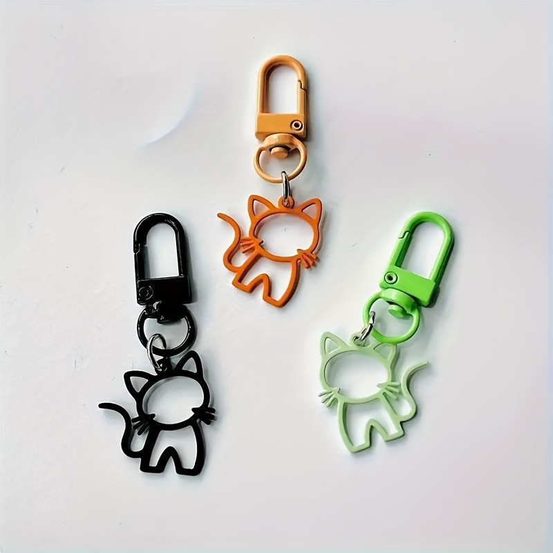 

Alloy Cartoon Cat Keychain With Lobster Clasp - Hollow-out Charm For Keys & Backpacks, Sequined Women's Key Ring, Single Piece, Ideal For Valentine's Day Decoration