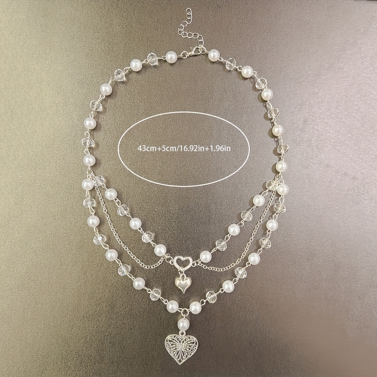 Image of 1pc Adorable Choker With Silvery Heart Accent - Perfect Birthday Gift, Trendy Y2k Artificial Crystal Necklace For Daily Wear And Special Occasions