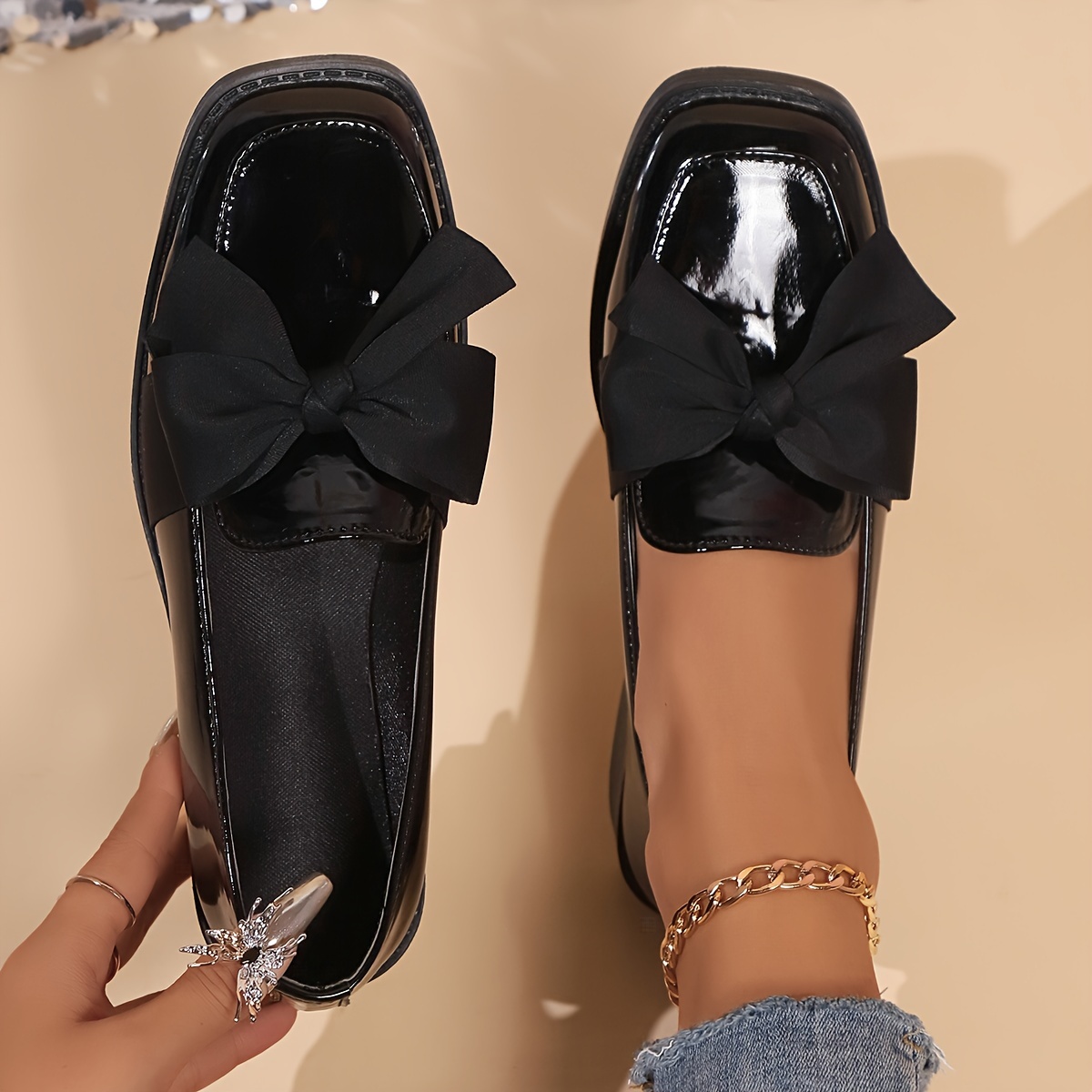 elegant loafers breathable low heel dress shoes with bow detail slip       work footwear mary janes style   6