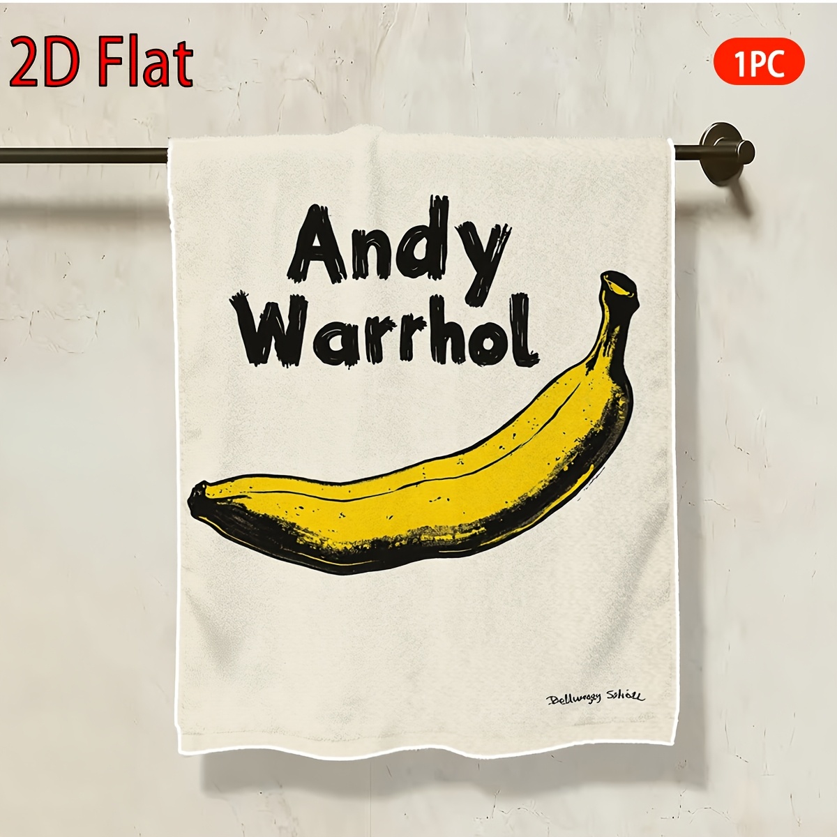 TEMU 2d Flat, 1pc, Face Towels, Banana Pattern Towel, Ideal Bathroom Accessory, Palette, Suitable For Restaurants, Bars, Gyms, Face Washing,