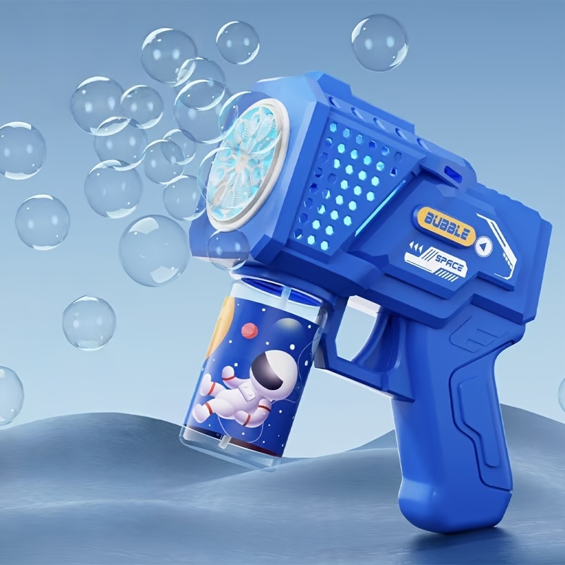 1pc Automatic Gun With Led Light, Portable Handheld Electric Bubble Blower Toy For Kids Outdoor Party Birthday Gift