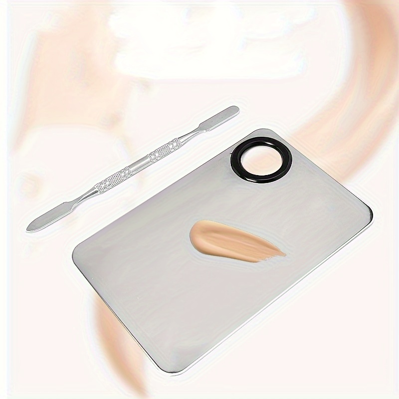 

Professional Makeup Artist's Mixing Palette - Durable Plastic Foundation & Lipstick Blending Tray With Spatula Tool