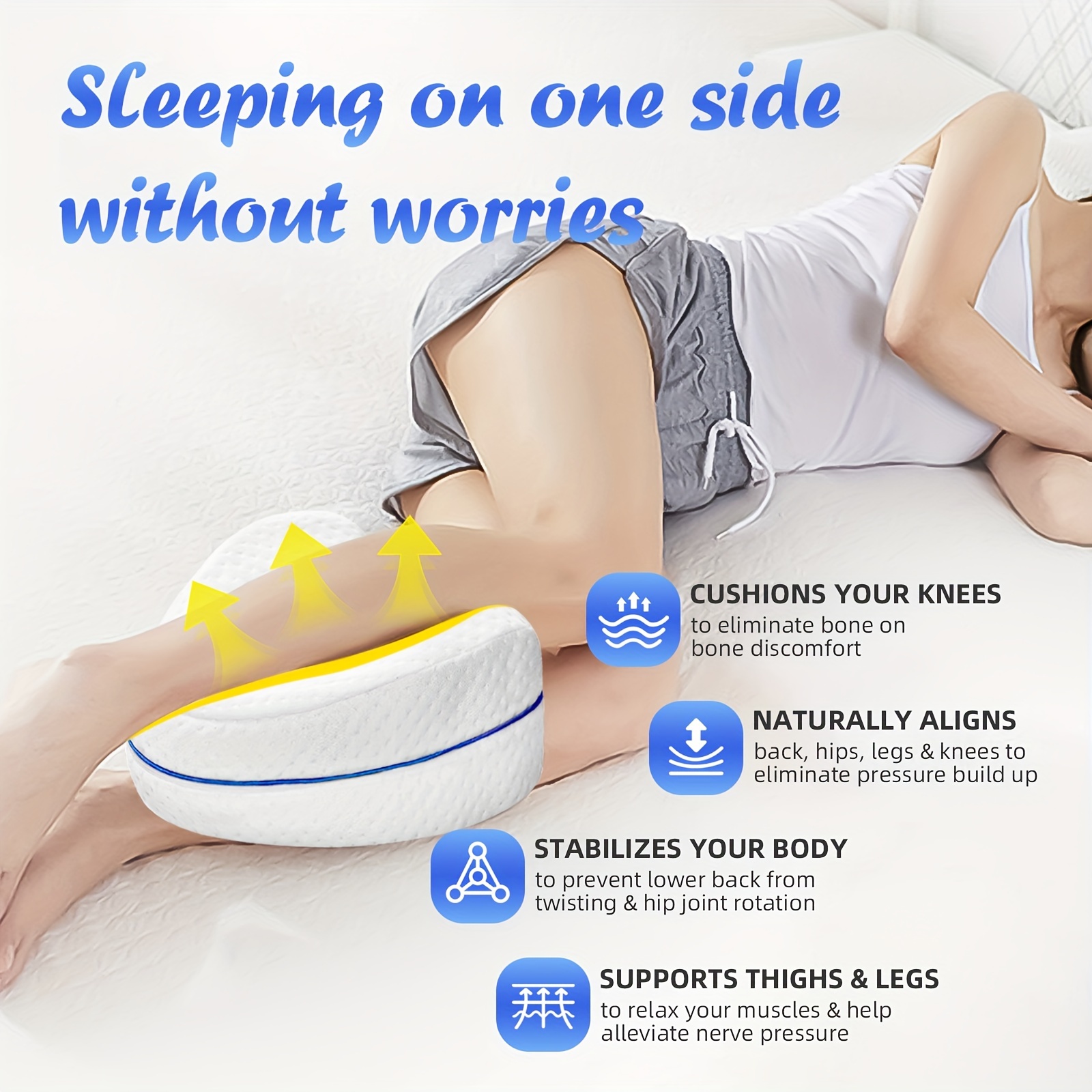 1pc Almohadas de rodilla y piernas Almohada de soporte de espuma para  dormir para relajar la espalda, almohada de piernas para dormir de lado