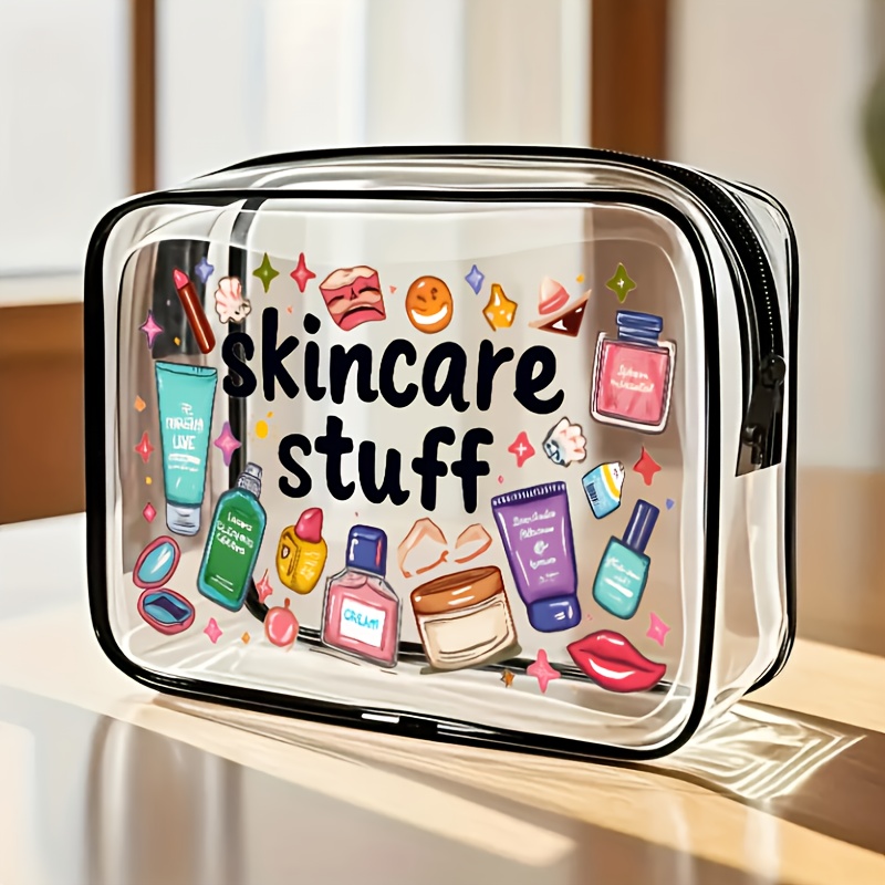 Image of A Stylish Large Capacity Pvc Makeup Bag With Zipper Closure - High- Toiletry Organizer, Lightweight For Women And, Gift For And - Portable And Easy-to- Organizer | Transparent Material