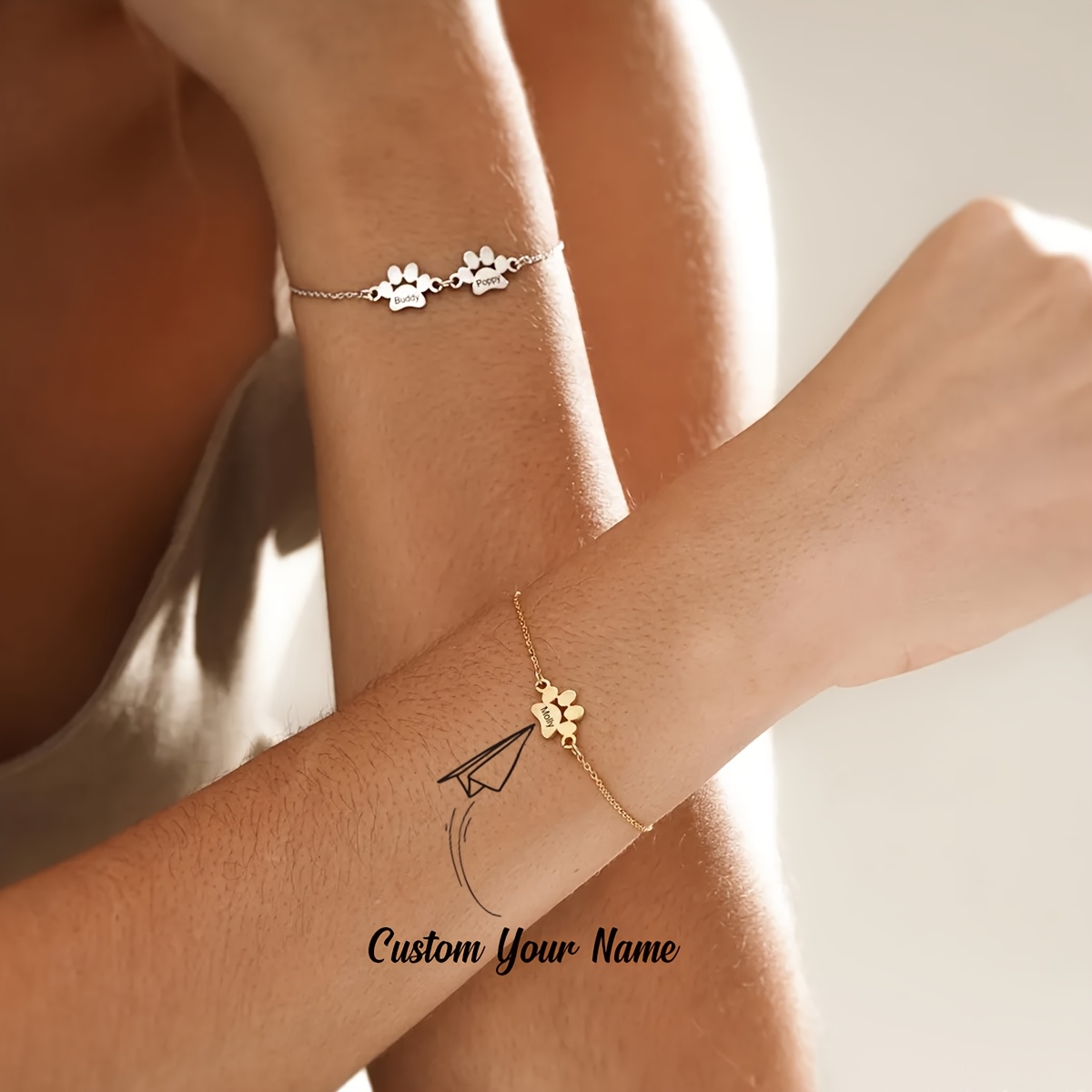 TEMU 1pc Custom Bracelet, Dog/cat Bracelet, Personalized Pet Bracelet, Dog Paw Print Animal-friendly Jewelry, Gift, Pet Bracelet Gift For Mom,