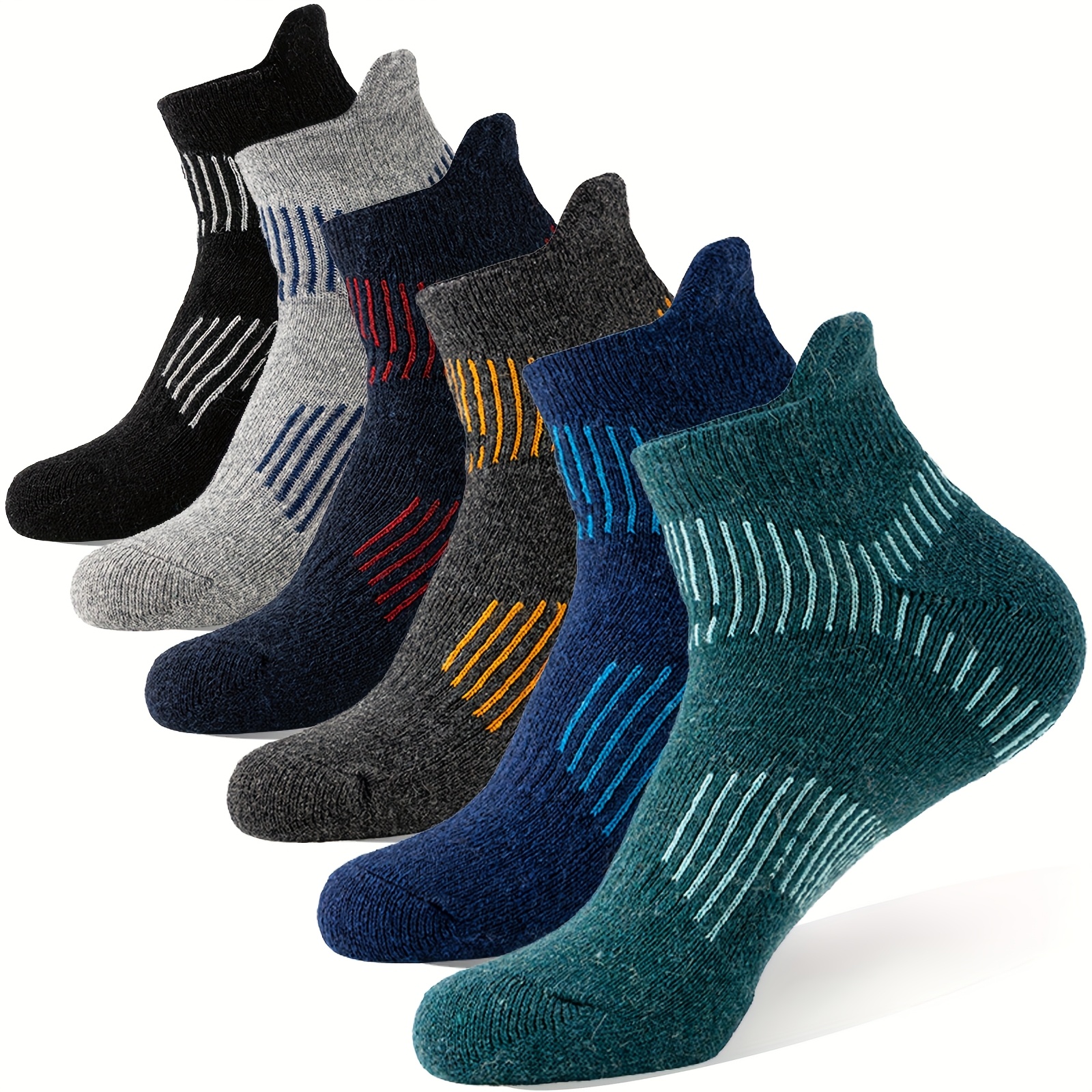 

6 Pairs Of Hiking Running Ankle Wool Wool Socks For Men And Women Support Sweat Absorbing Breathable Thick Cushion Low Cut Invisible Socks For Festival Gift Sock