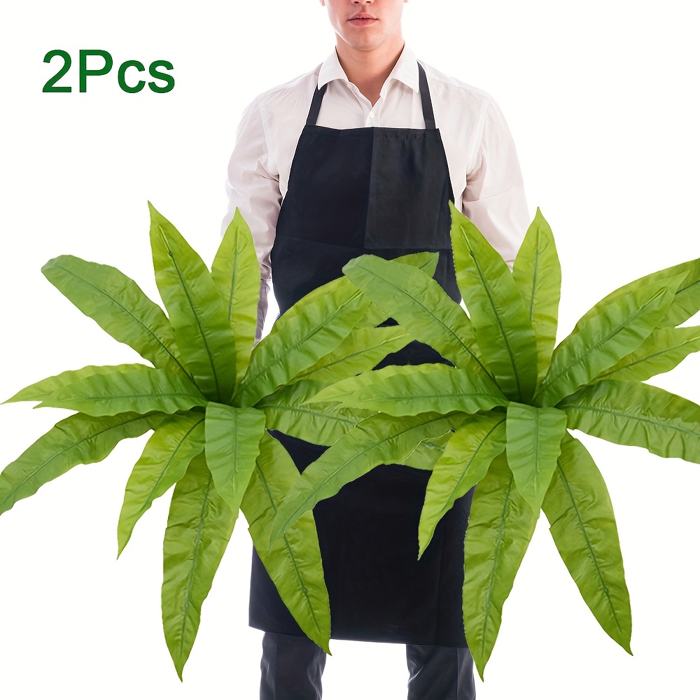 Image of Set Of 2 Large Fake Ferns Featuring 15 Leaves, Suitable For Indoor And Outdoor Use, Perfect For Decorating Gardens, , Entrances, Homes, Windowsills, And Farmhouse Aesthetics