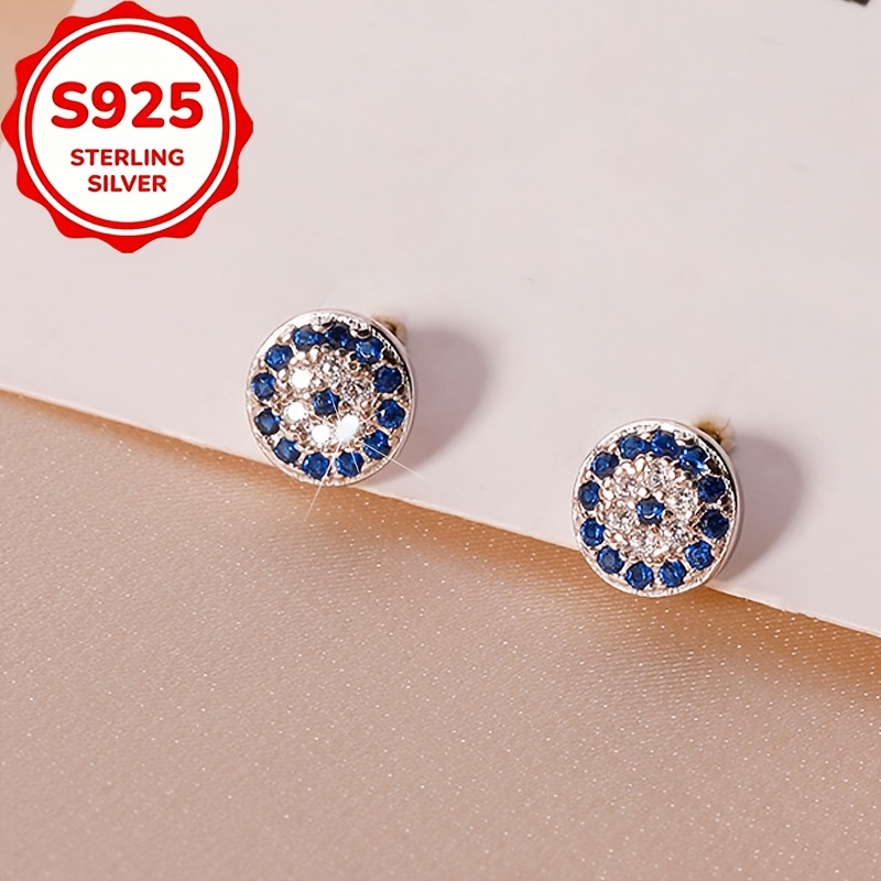 2pcs Women's S925 Silver Evil Eye Stud Earrings, Gift for Her