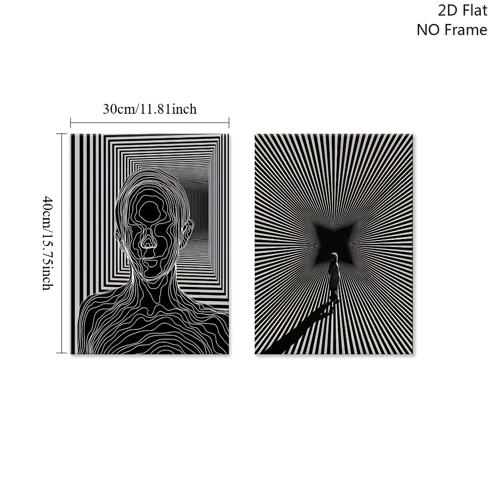 TEMU 2D Piatto, 2PZ Poster d' Astratta e - Stampa su Tela con Illusione Contemporanea, Decorazione Minimalista per Soggiorno, Camera da Letto o