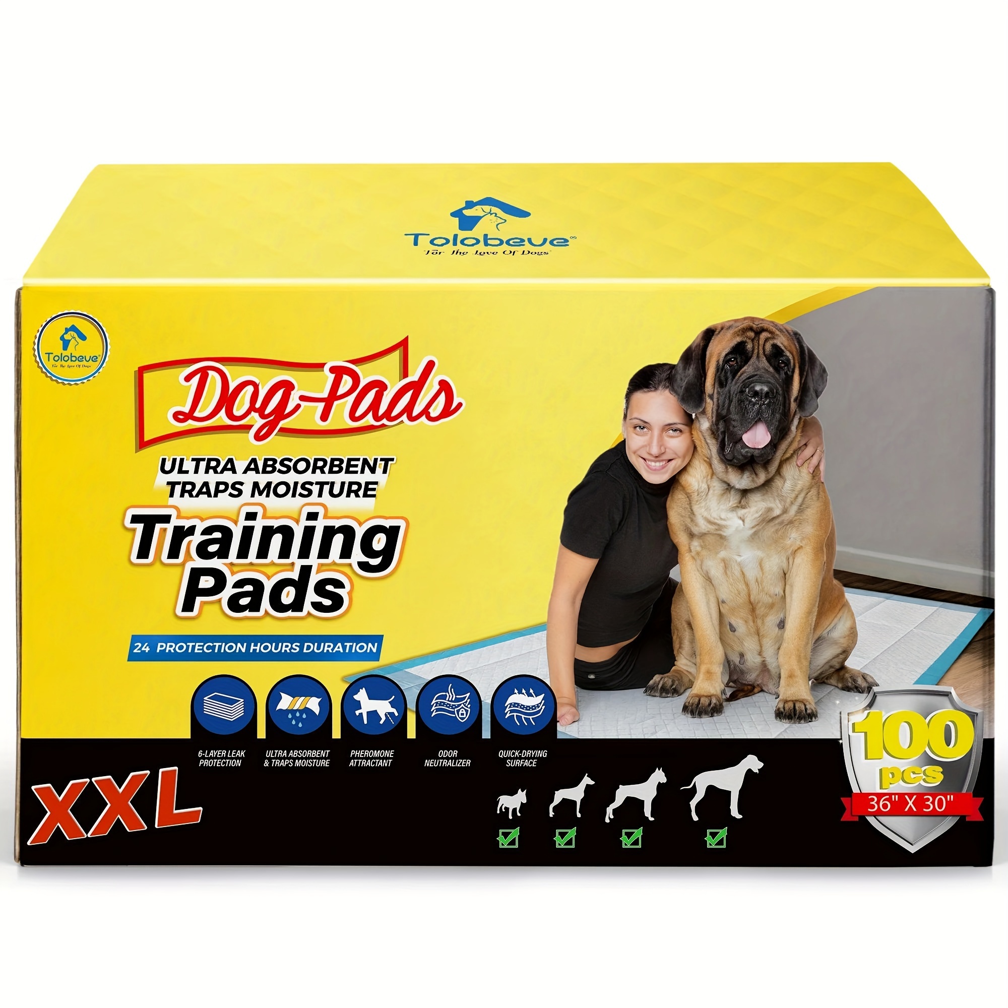 

Dog Training Pads, Xxl, 30 In X 36 In, 100 Count Disposable Dog Puppy Pee Pads