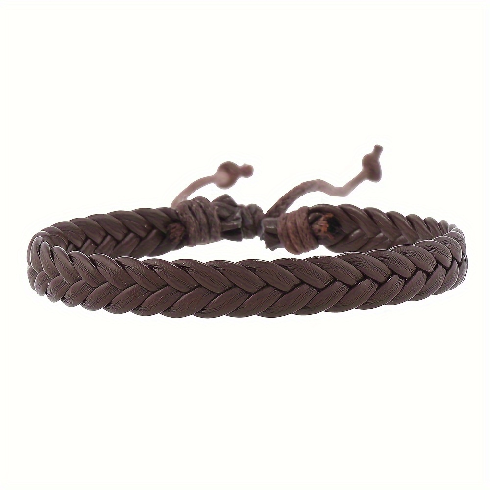 6pcs Retro PU Leather Beaded Bracelets Set for Men