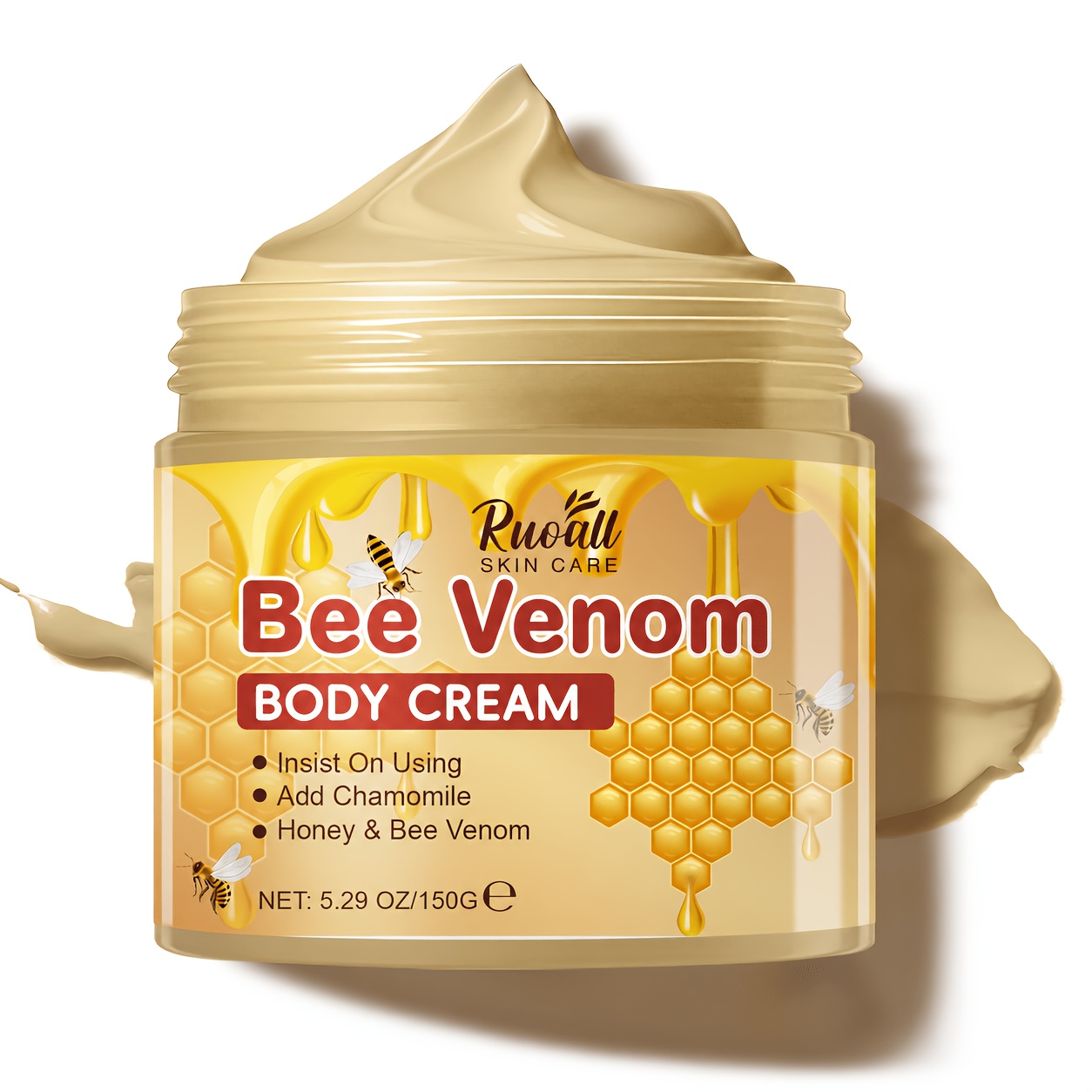 Image of 150g Bee Venom Body Massage Cream, Suitable For Hands, Feet, Legs, Waist, Etc. - Moisturizes, Refreshing And Non-greasy, Suitable For Sensitive Light Beige.
