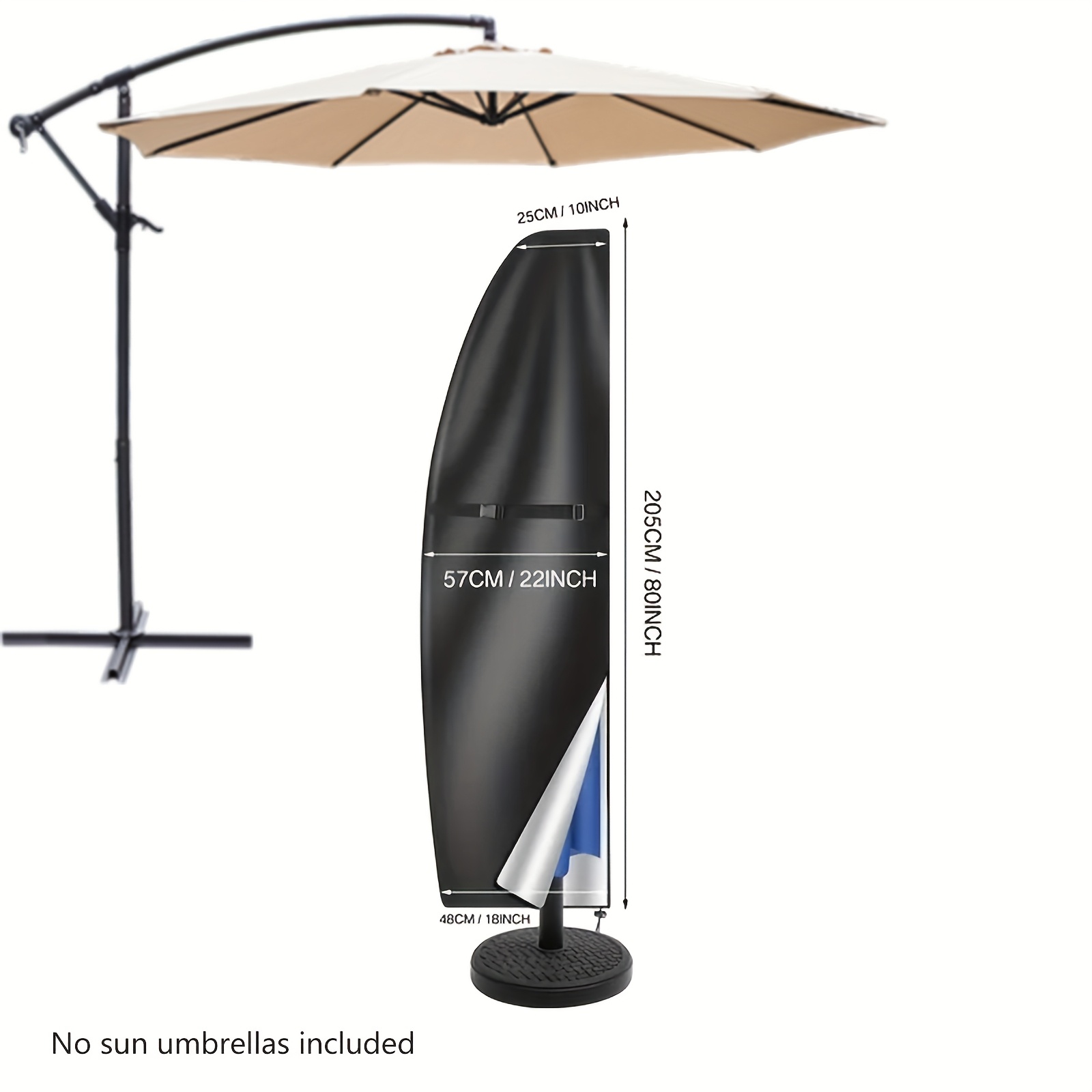 1pc Outdoor Parasol Cover, Durable Oxford Zipper Design, Sturdy Hanging Banana Sun Protection Awning Suitable For Garden Beach Parasols, Terrace Furniture Protective Cover