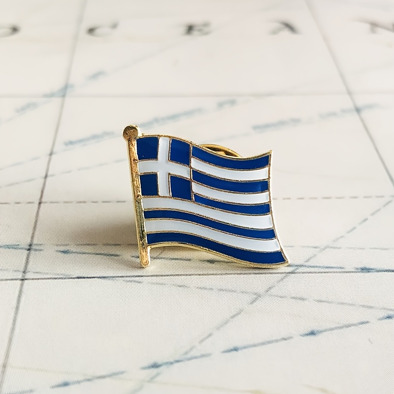 

1pc Greece Lapel Pin, Metal Enamel Badge Brooch, Souvenir Suit Commemorative Gifts, Crystal Epoxy, Personality, Size 1.5*1.5cm/0.59*0.59in