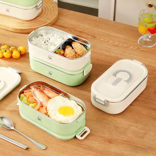 rectangular insulated lunch box student lunch worker bento box 304 stainless steel inner liner compartmentalized to prevent odor mixing sealed and portable
