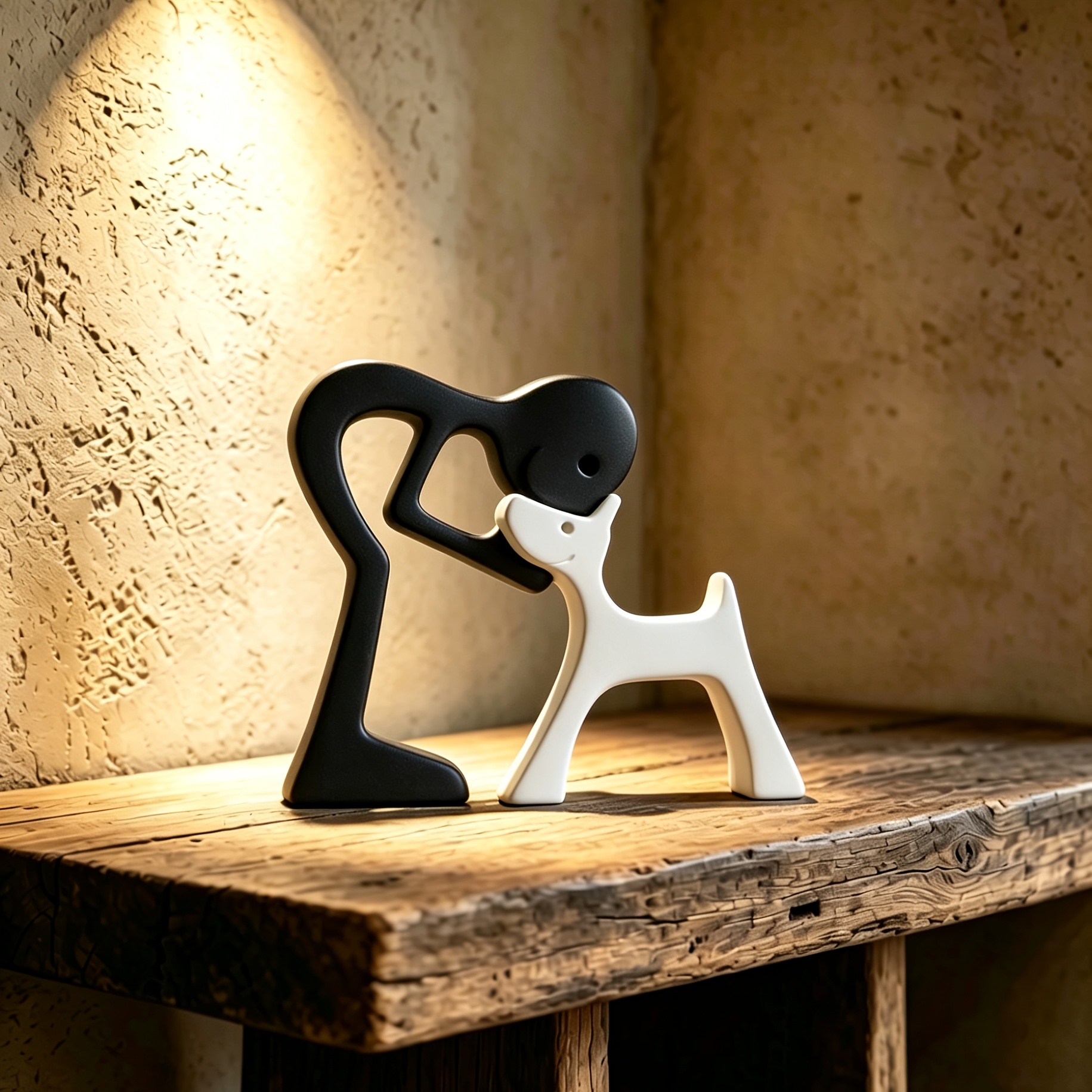 TEMU 2pcs Set Of Human And Dog Figurines | Fun Family And Pet Sculptures | Perfect Valentine's Day Gift | Suitable For Home Or Office Decoration,