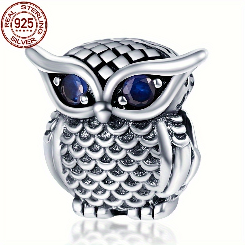 

1pc 925 Sterling Silver Owl Charm Bead, 4g Halloween Pendant For 3mm Bracelets And Bangles, For Women, Birthday, Valentine's, Christmas, Thanksgiving Gift