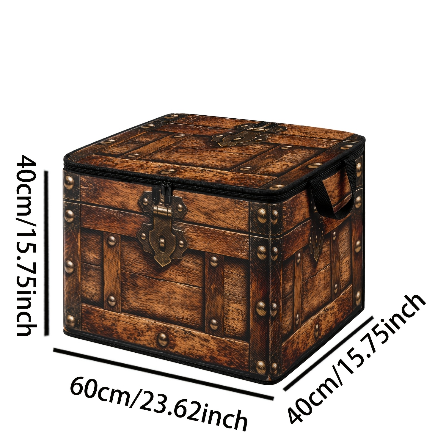 TEMU 1pc de Madera Retro con de Cierre de Remaches, de Almacenamiento de Gran Capacidad con Tema Industrial Nostálgico Impreso en 2D, de