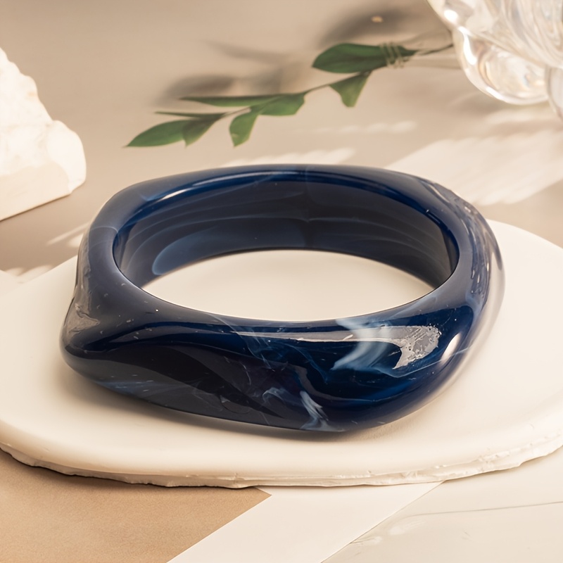 3pcs Irregular Resin Bangle Set, Premium Fashion Wide Bangles