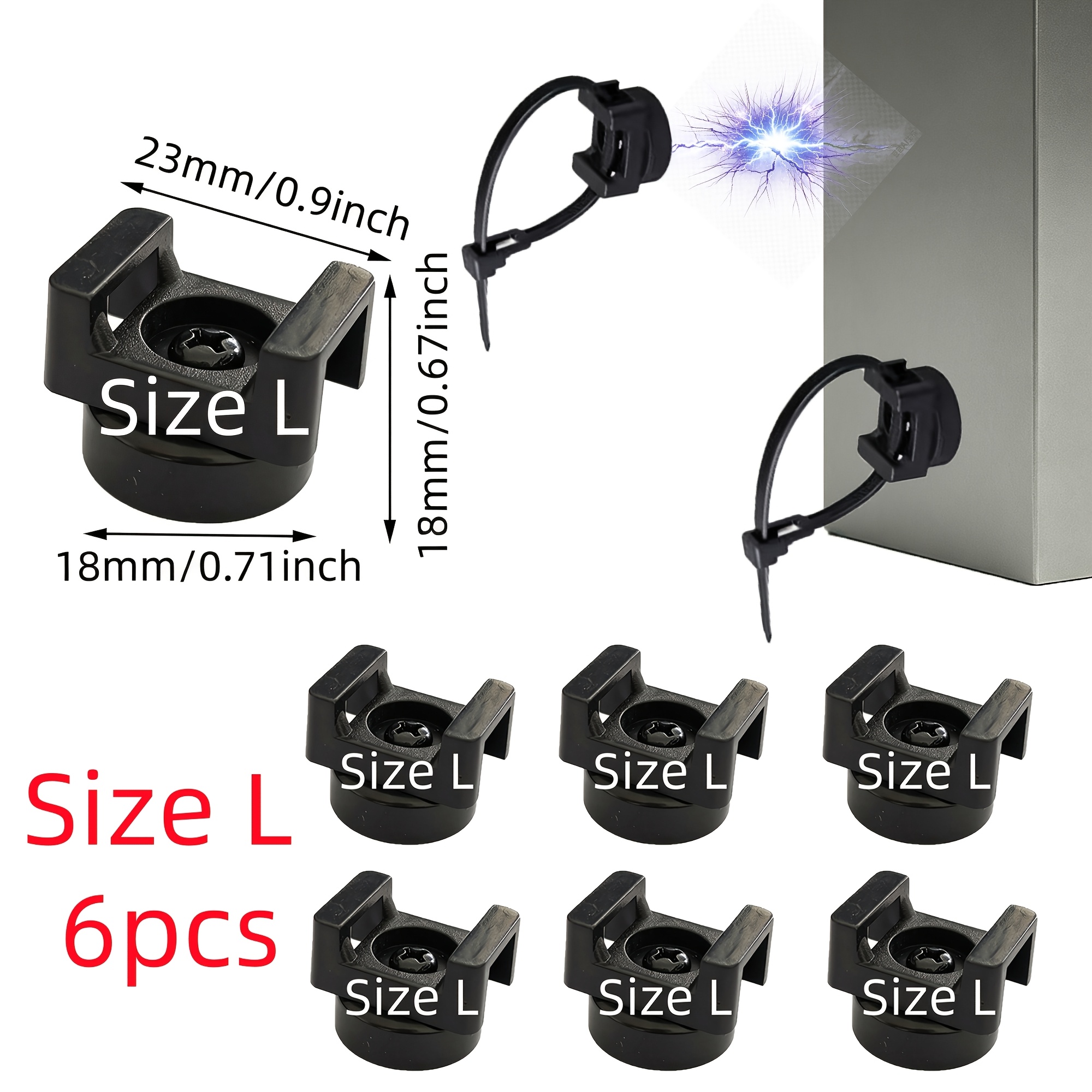 TEMU Lot de 12/6/3 pinces magnétiques pour câbles, supports de câbles à visser, organisateur magnétique de gestion des fils pour cordons, supports de