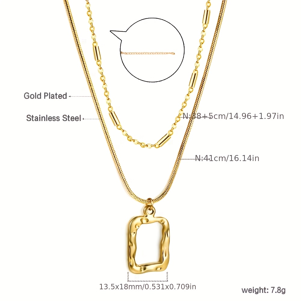 Women's Double-layer Rectangular Pendant Necklace