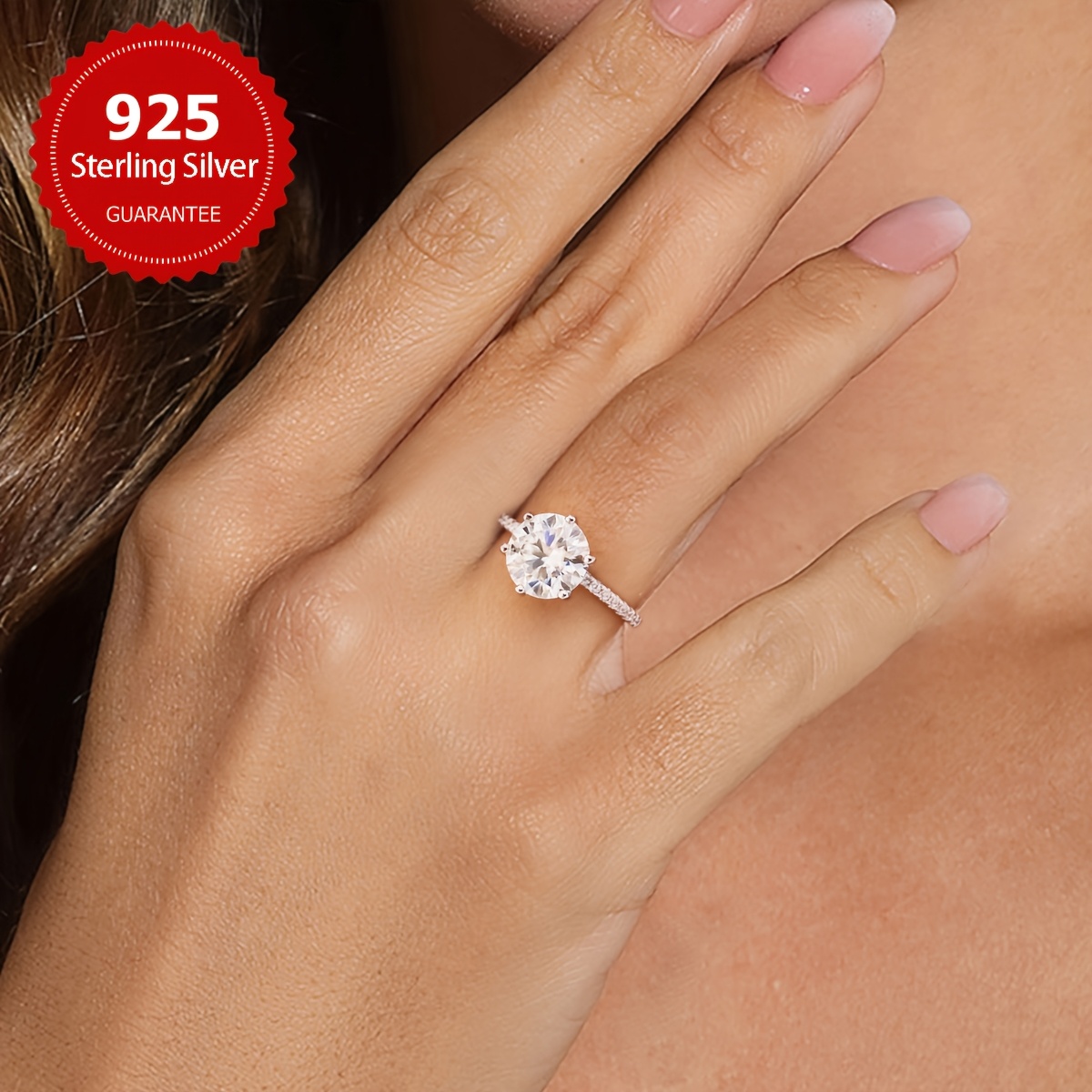 3CT Moissanite Engagement Ring S925 Sterling Silver Promise Eternal Ring