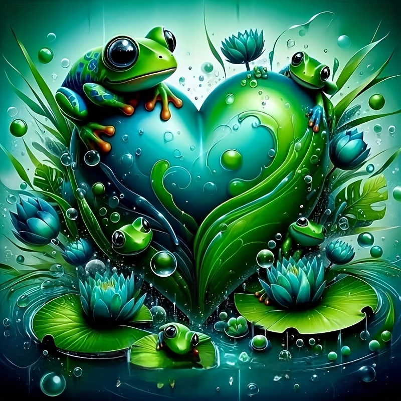 

5d Frog Diamond Painting Set - Diy Full Diamond Round Crystal Embroidery, Mosaic Stitch Home Decoration