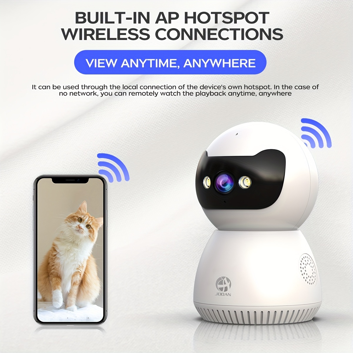 Cámara de seguridad 1080p con rotación PTZ de 355°, compatible con WiFi dual 2.4G y 5G, acceso remoto mediante aplicación, audio bidireccional, visión nocturna en color, detección de movimiento, alimentación USB, ideal para vigilancia en el hogar