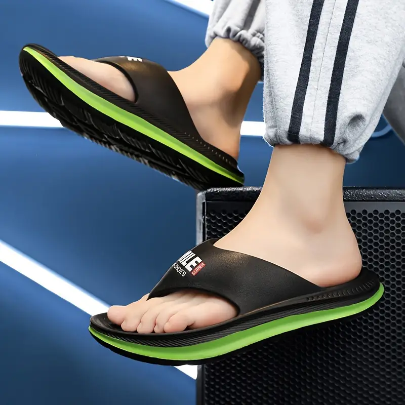 mens letter pattern flip flops non slip open toe outdoor walking beach seaside party details 7