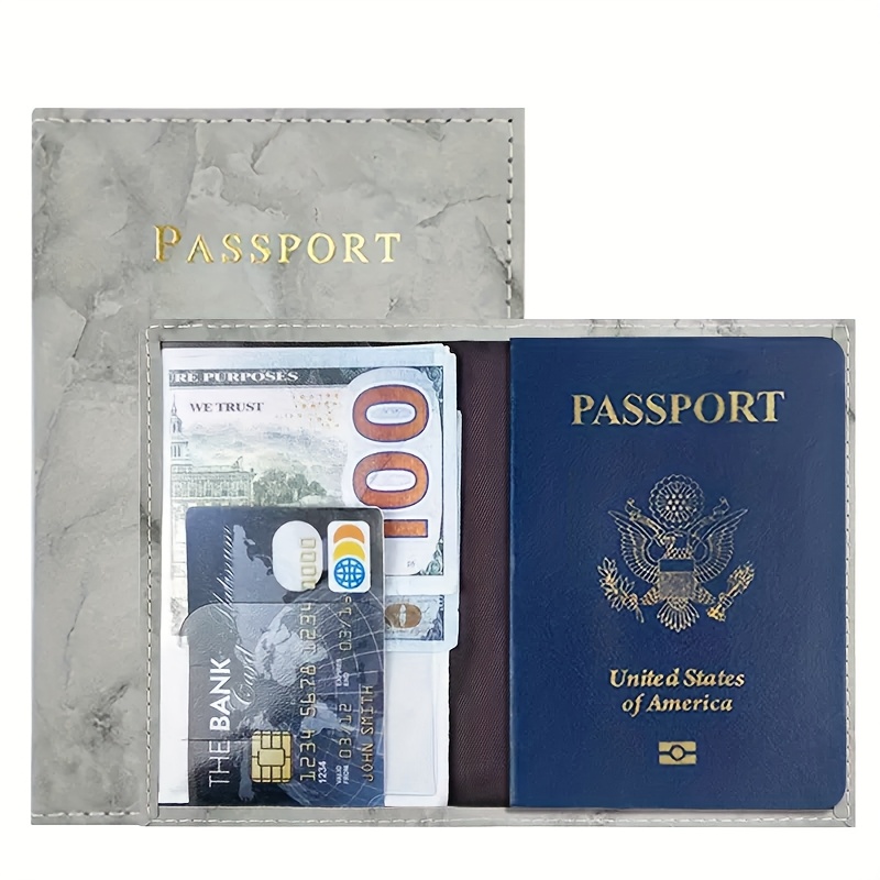 marble passport holder single side stitched travel wallet
