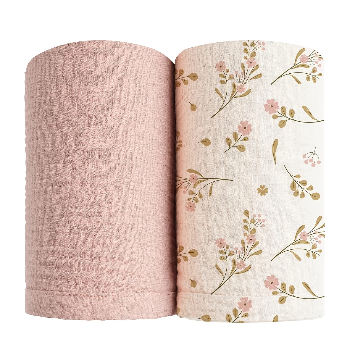 Image of 2pcs Muslin Blankets For Baby Boys Girls, Receiving Blanket Large 80x70cm 60x60cm, Soft Breathable Muslin Baby Blanket For Unisex