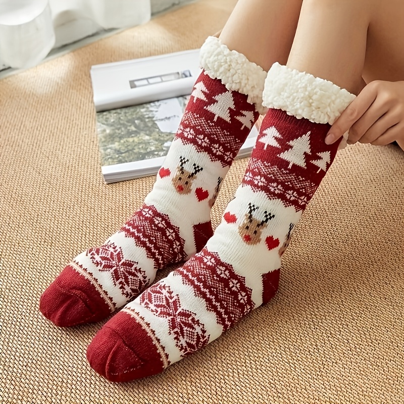 1 pair fuzzy socks women thicker warm fleece - Temu display picture 1