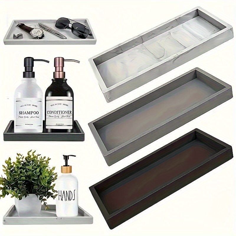 

Elegant Silicone Vanity Tray - Multifunctional Bathroom Organizer For Toiletries, Jewelry & Decor