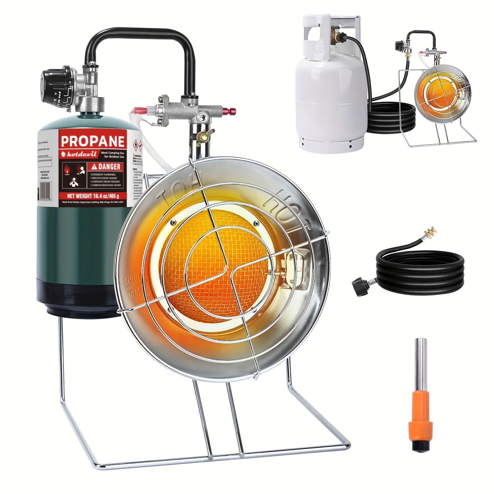 TEMU 15, 000 But Multi-use Portable Propane Heater/cooker, Outdoor Gas Heater With 8ft Hose Tip-over Protection Propane Heater For Garage, Patio,