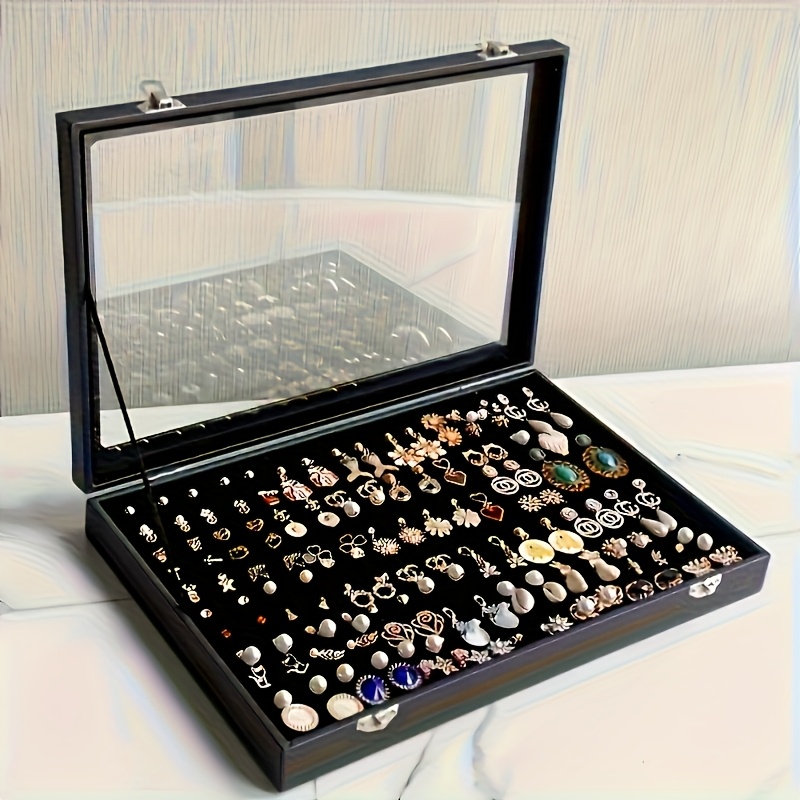 transparent jewelry storage box   leather display case for earrings rings necklaces bracelets exquisite gift organizer with snap closure multi compartment   lined   organizer storage jewelry boxes Product details 1