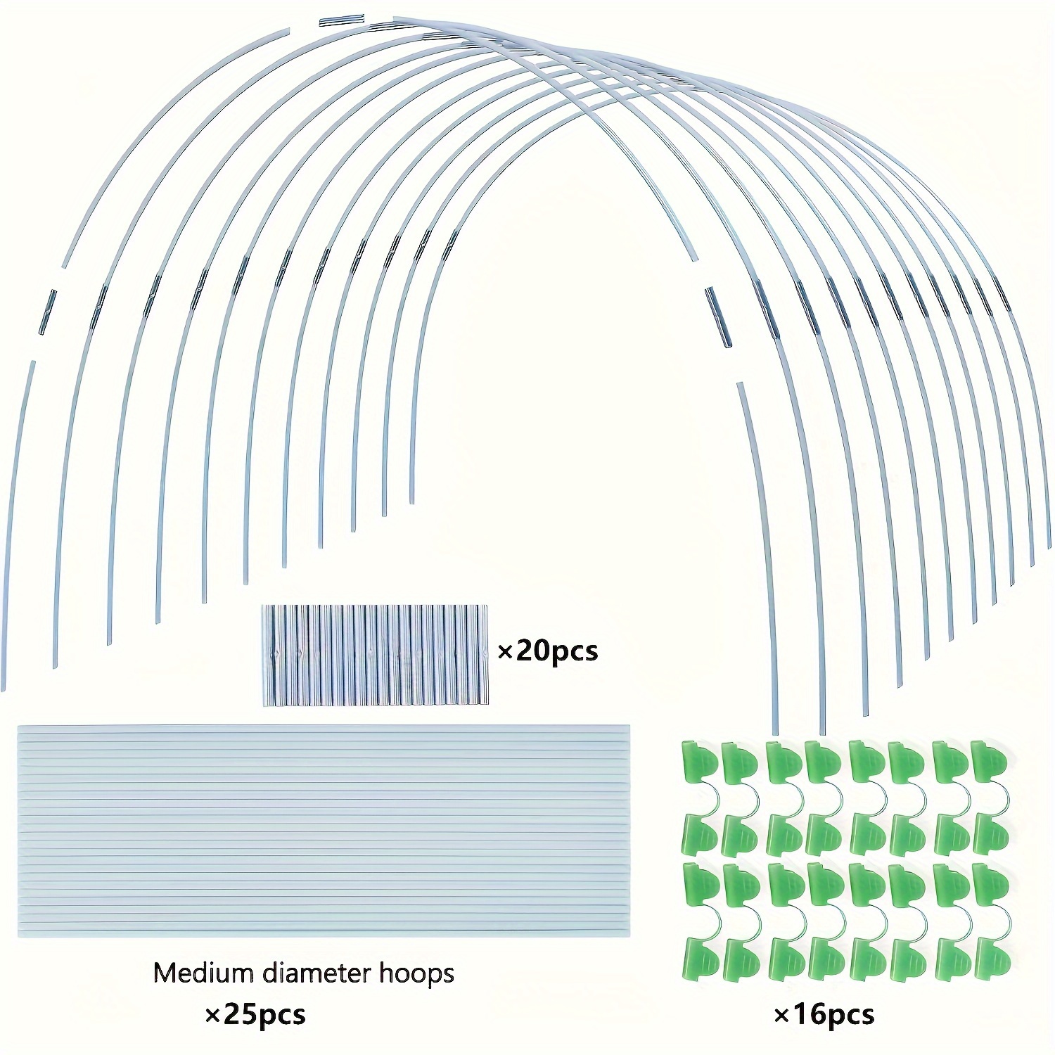 

61pcs Of Fiberglass Greenhouse Clips, Suitable For 43-inch Wide , Rust-resistant Plant Support Kit With Hoop Clamps For Greenhouse Shading And Pest Control.