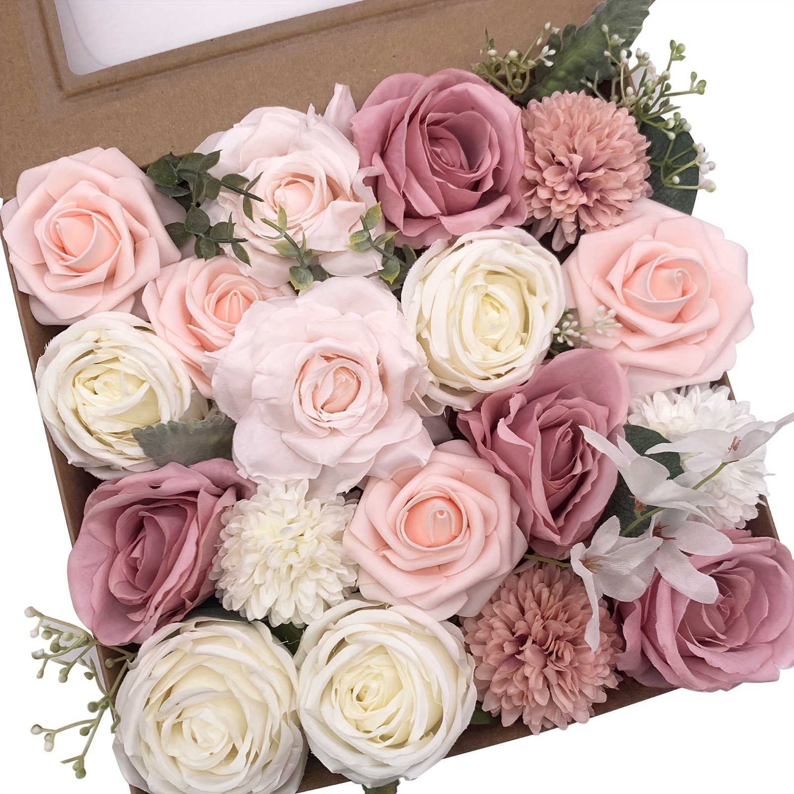 1pc Conjunto Caja Combinación Flores Artificiales Rosa - Temu