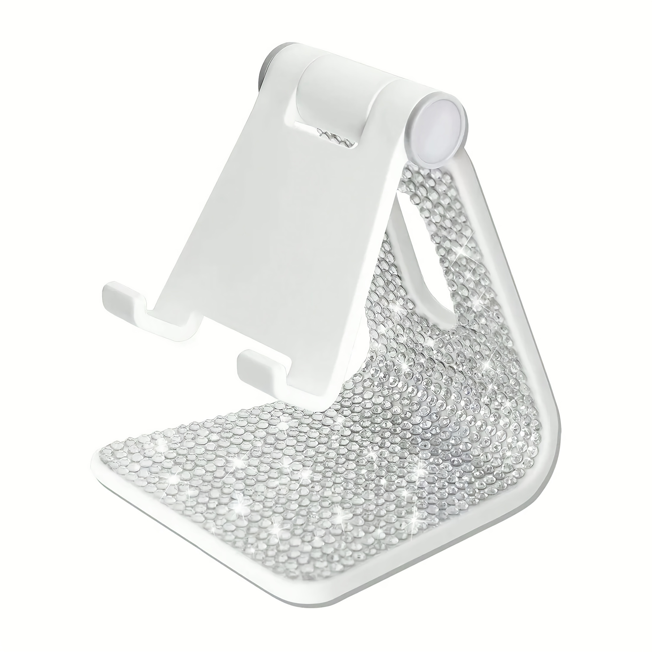 TEMU 1pc Glitter Diamond Phone Holder Black White Desktop Stand Compatible With Mobile Phones And Tablets Office Desk Decor Accessories
